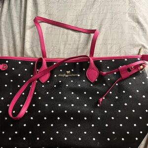 Simply Southern Black and Pink Polka Dot Tote Bag